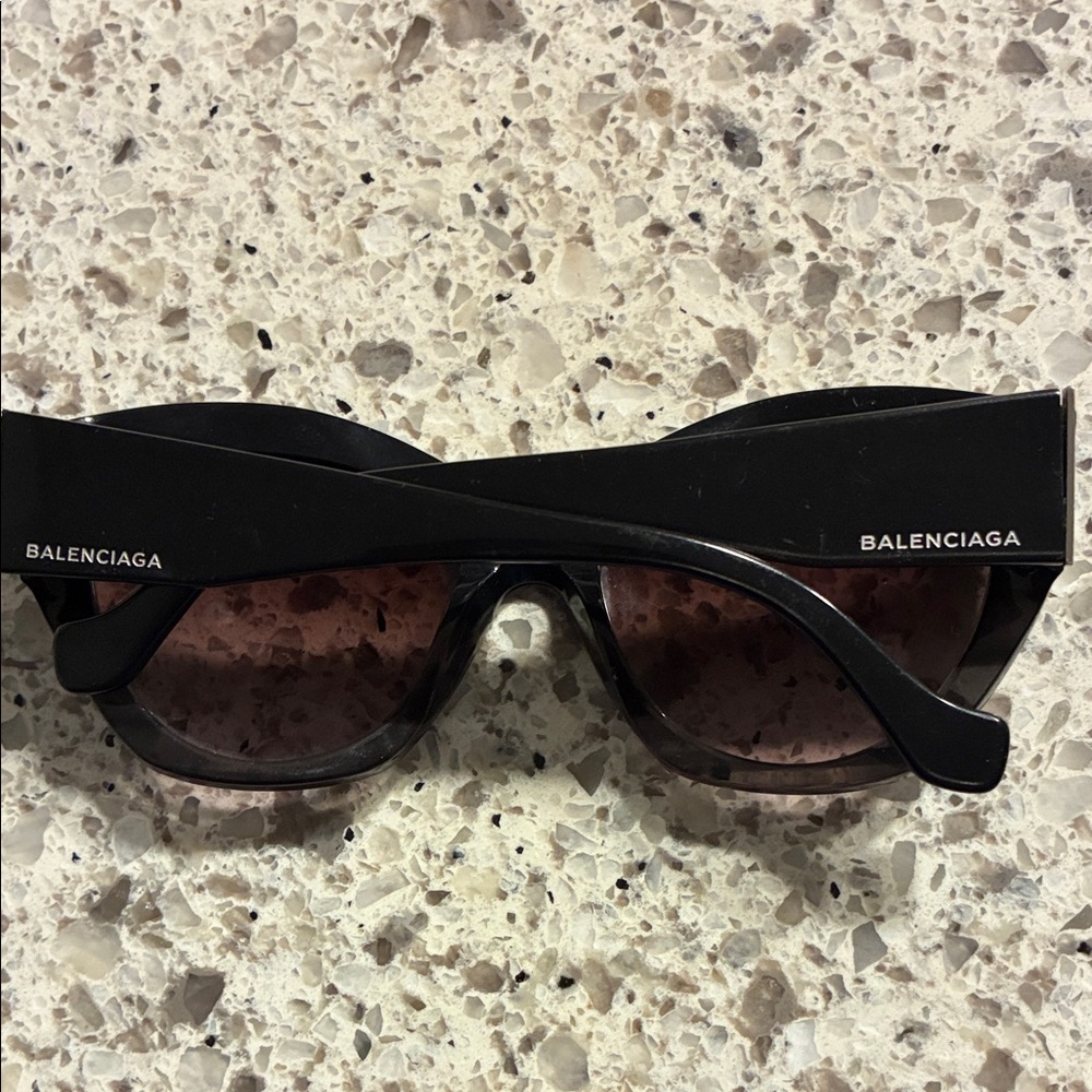 Balenciaga Black and Brown Cat-Eye Sunglasses